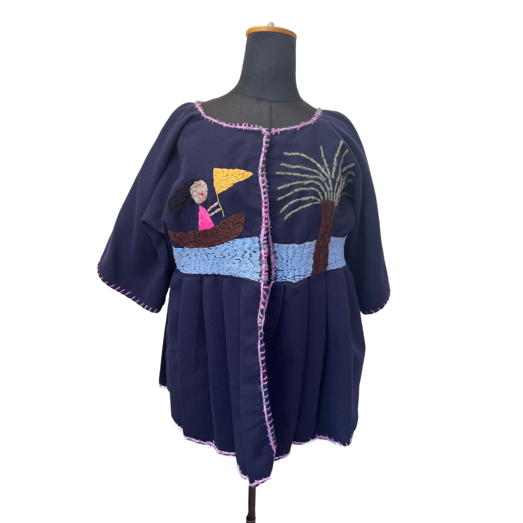10 Navy Hand-Embroidered Jacket – “Sailing Dreams” - Image 1
