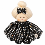 9 cm_PAF Doll Brooch – Gold Disco Dress