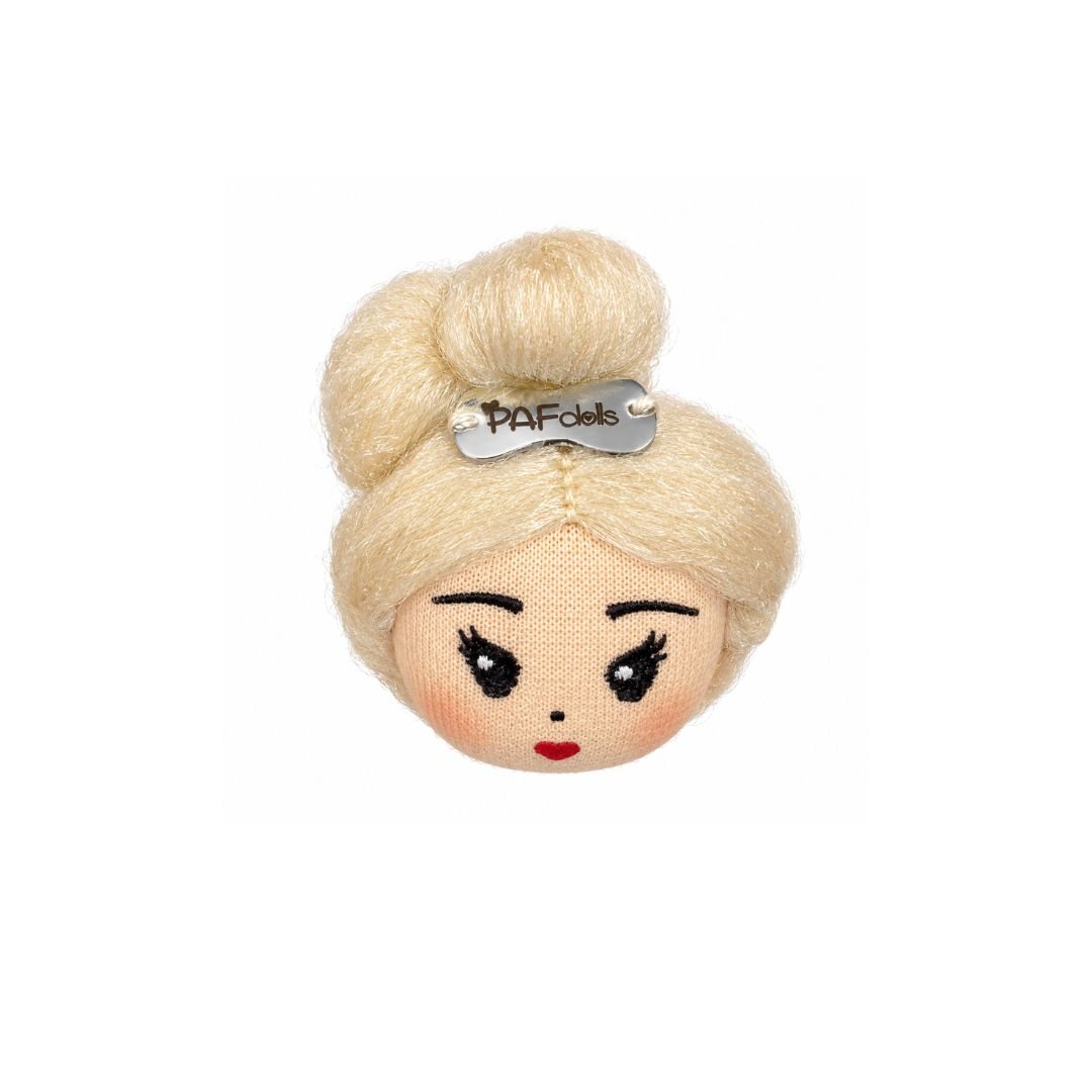 PAF Dolls Website on White background 5 cm_PAF Doll Brooch – Blonde Side Bun - Image 1