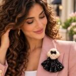 9 cm_PAF Doll Brooch – Black Disco Dress - Image 2