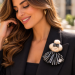 9 cm_PAF Doll Brooch – Silver Disco Dress - Image 2