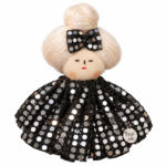 9 cm_PAF Doll Brooch – Silver Disco Dress
